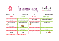 Menus du 16 au 20 juin 2025