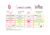 Menus du 12 au 16 janvier 2026