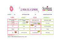 Menus du 26 au 30 janvier 2026