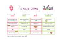 Menus du 12 au 16 janvier 2026