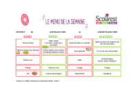 Menus du 19 au 23 janvier 2026