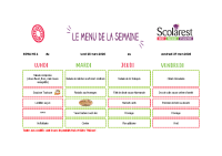 Menus du 23 au 27 mars 2026