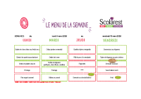 Menus du 9 au 13 mars 2026