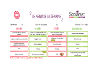 Menus du 30 mars au 3 avril 2026