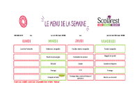 Menus 25 au 29 mai